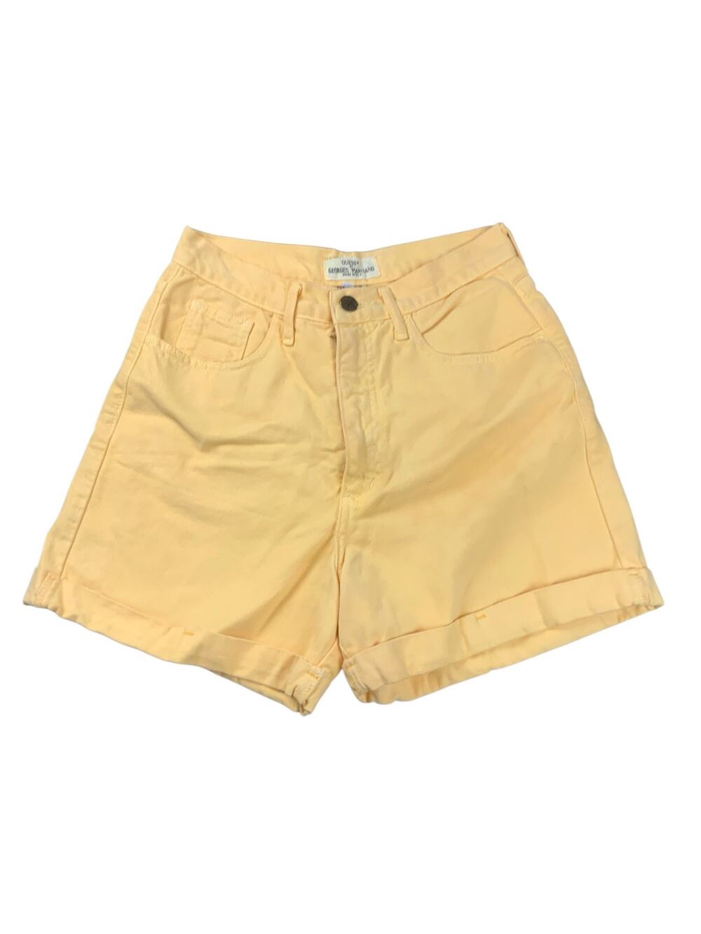 Vintage Guess Georges Marciano USA Yellow Denim Shorts Womens 29 High Rise 90s